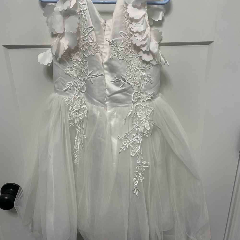Elegant White Floral Kids Formal Dress